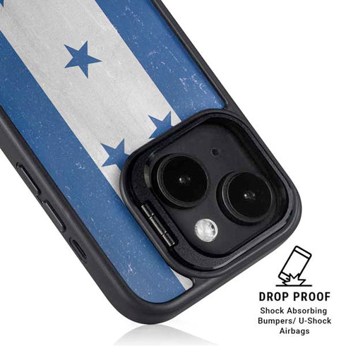 Honduras Flag Distressed iPhone 15 Plus Kickstand Case