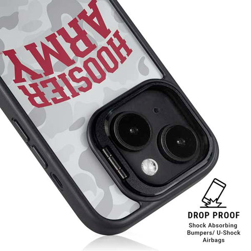 Indiana University Hoosier Army iPhone 15 Plus Kickstand Case