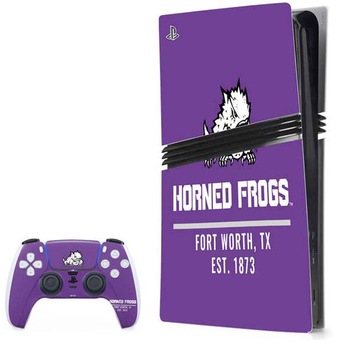 Texas Christian University Horned Frogs Fort Worth PS5 Pro Bundle Skin