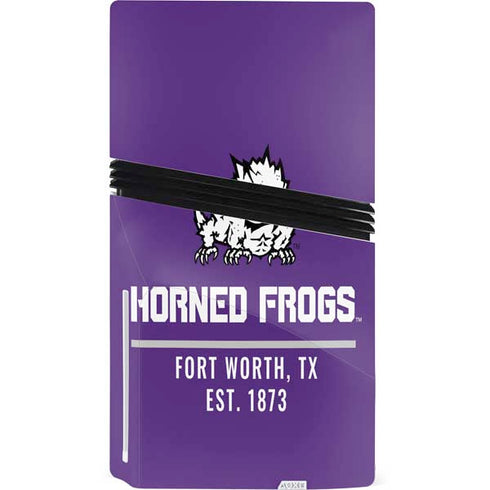 Texas Christian University Horned Frogs Fort Worth PS5 Pro Disk Console Skin