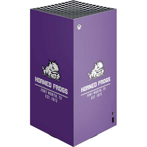Texas Christian University Horned Frogs Fort Worth XBox Series X Digital Edition Console Skin