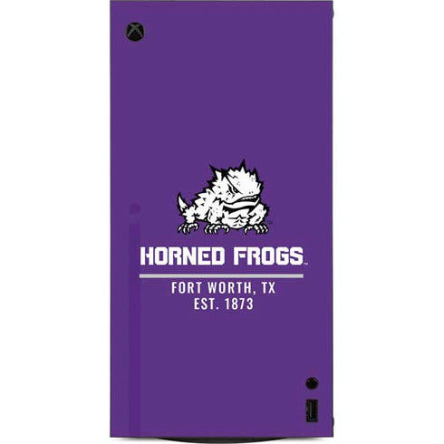 Texas Christian University Horned Frogs Fort Worth XBox Series X Digital Edition Console Skin