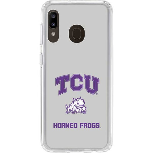 Texas Christian University Horned Frogs Logo Print Galaxy A20 Clear Case