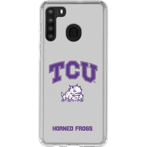 Texas Christian University Horned Frogs Logo Print Galaxy A21 Clear Case