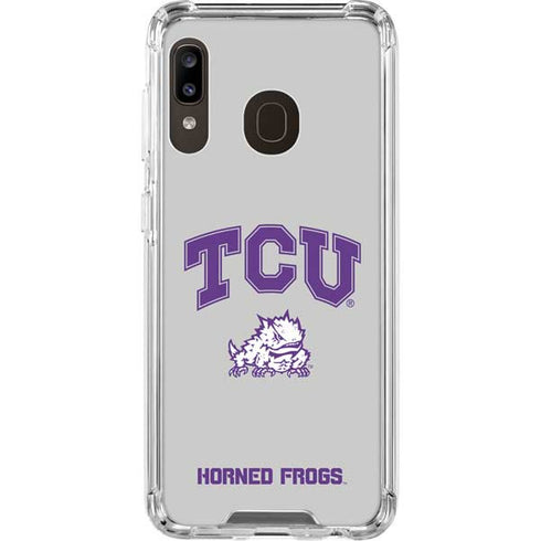 Texas Christian University Horned Frogs Logo Print Galaxy A30 Clear Case