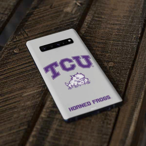 Texas Christian University Horned Frogs Logo Print Galaxy S10 Skin