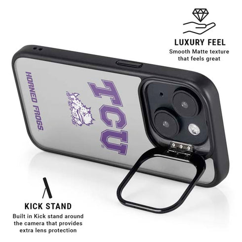 Texas Christian University Horned Frogs Logo Print iPhone 14 Kickstand Case