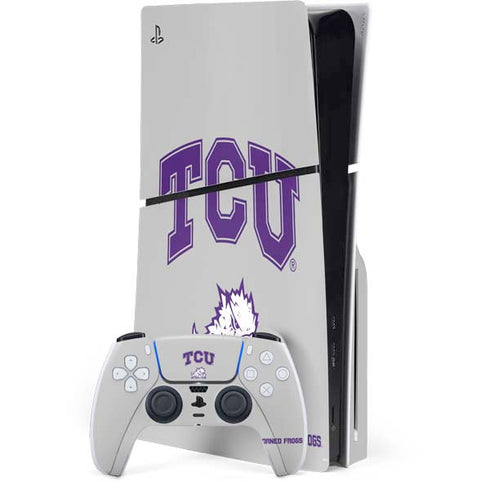 Texas Christian University Horned Frogs Logo Print PS5 Slim Disk Bundle Skin