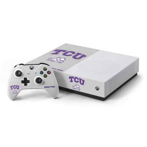 Texas Christian University Horned Frogs Logo Print Xbox One S All-Digital Edition Bundle Skin