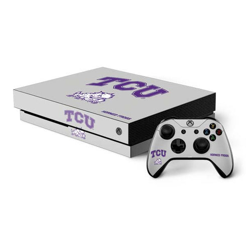 Texas Christian University Horned Frogs Logo Print Xbox One X Bundle Skin