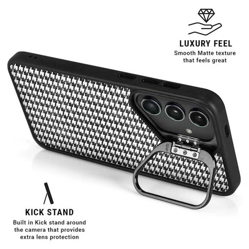 Houndstooth Black/White Galaxy S25 Kickstand Case
