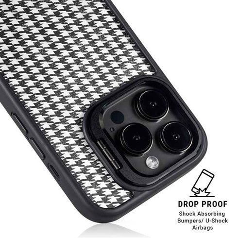 Houndstooth Black/White iPhone 14 Pro Max Kickstand Case