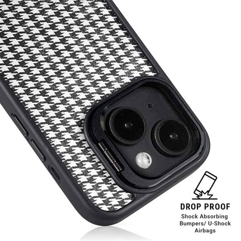 Houndstooth Black/White iPhone 15 Kickstand Case