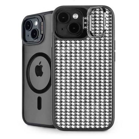 Houndstooth Black/White iPhone 15 Plus Kickstand Case