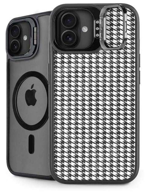 Houndstooth Black/White iPhone 16 Kickstand Case