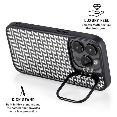 Houndstooth Black/White iPhone 16 Pro Kickstand Case
