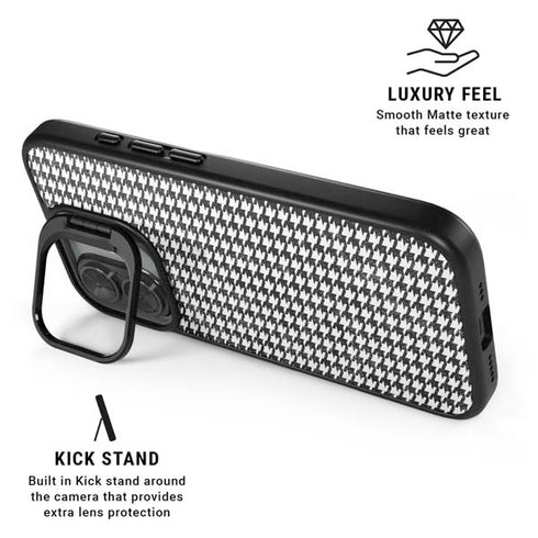 Houndstooth Black/White iPhone 17 Kickstand Case