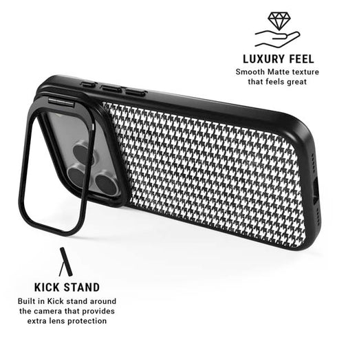 Houndstooth Black/White iPhone 17 Pro Kickstand Case