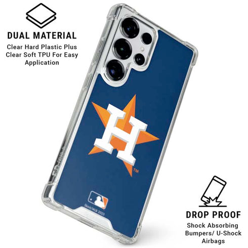 MLB Houston Astros Distressed Galaxy S26 Ultra Clear Case