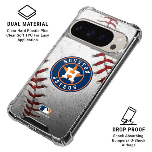 MLB Houston Astros Game Ball Pixel 9/9 Pro Clear Case