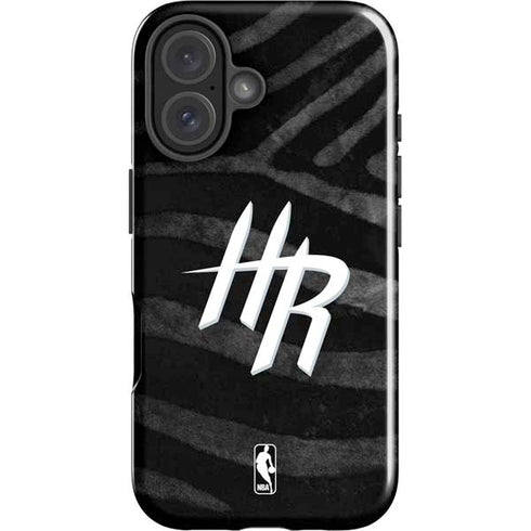 NBA Houston Rockets Black Animal Print iPhone 16 Plus Impact Case
