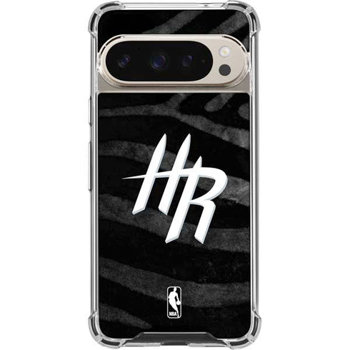 NBA Houston Rockets Black Animal Print Pixel 9/9 Pro Clear Case