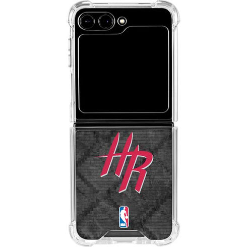 NBA Houston Rockets Dark Rust Galaxy Z Flip6 Clear Case