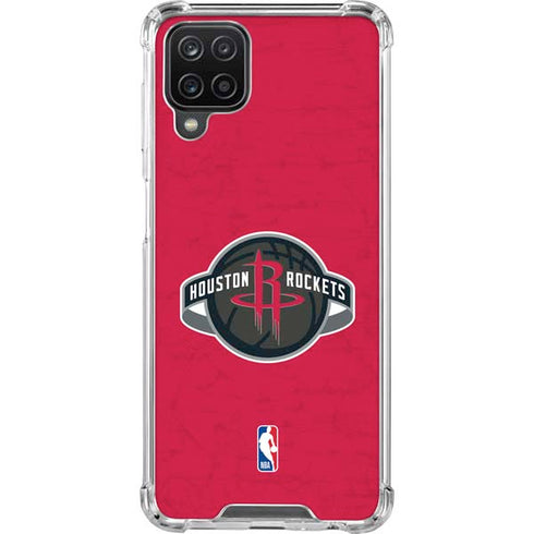 NBA Houston Rockets Distressed Galaxy A12 Clear Case