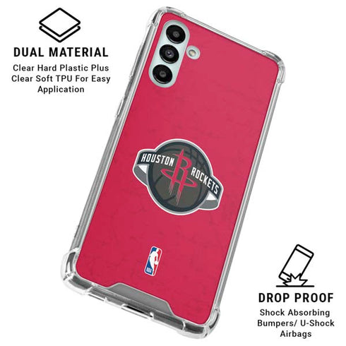 NBA Houston Rockets Distressed Galaxy A13 5G Clear Case