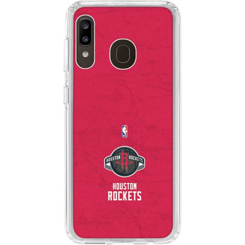 NBA Houston Rockets Distressed Galaxy A20 Clear Case