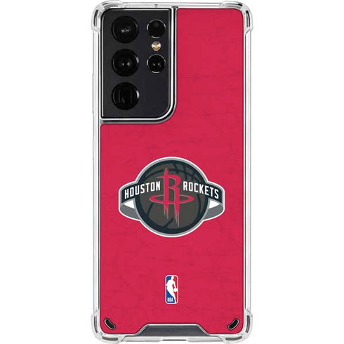NBA Houston Rockets Distressed Galaxy S21 Ultra 5G Clear Case