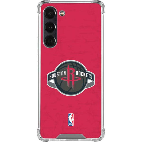 NBA Houston Rockets Distressed Galaxy S24 FE Clear Case