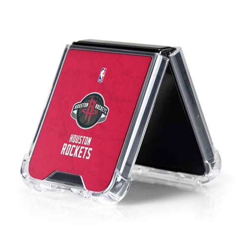 NBA Houston Rockets Distressed Galaxy Z Flip5 5G Clear Case