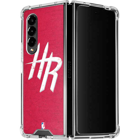 NBA Houston Rockets Distressed Galaxy Z Fold4 5G Clear Case
