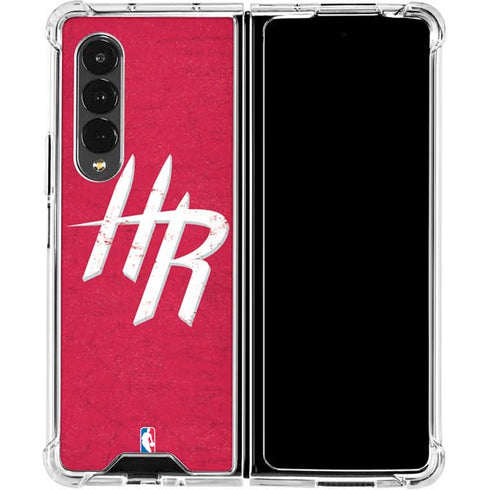 NBA Houston Rockets Distressed Galaxy Z Fold4 5G Clear Case