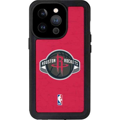 NBA Houston Rockets Distressed iPhone 15 Pro Waterproof Case
