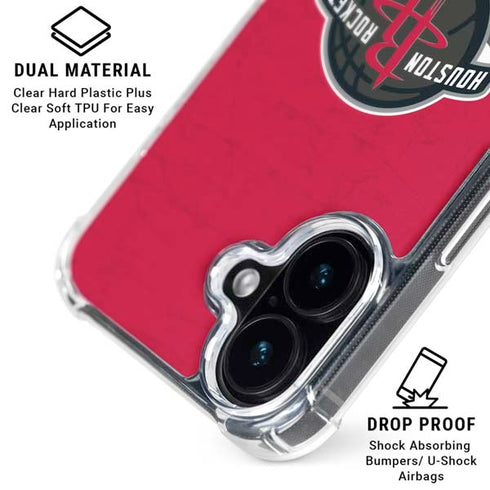 NBA Houston Rockets Distressed iPhone 16 Clear Case