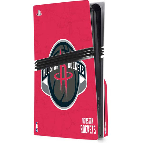NBA Houston Rockets Distressed PS5 Pro Disk Console Skin