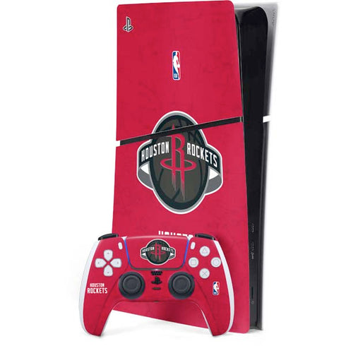 NBA Houston Rockets Distressed PS5 Slim Digital Edition Bundle Skin