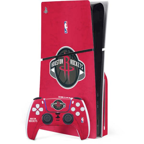 NBA Houston Rockets Distressed PS5 Slim Disk Bundle Skin
