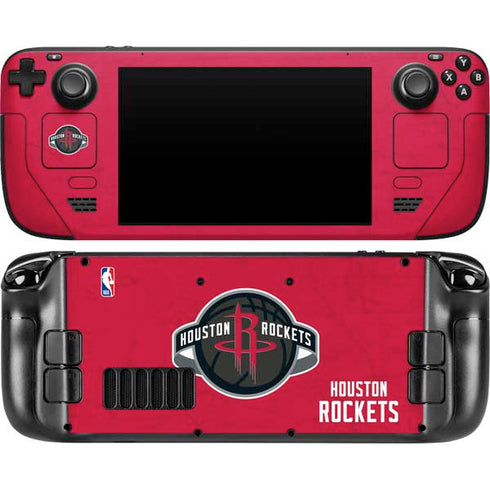 NBA Houston Rockets Distressed Steam Deck Handheld Gaming Computer Skin