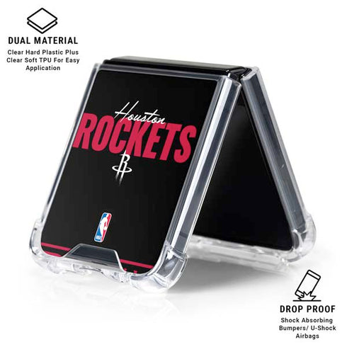 NBA Houston Rockets Elephant Print Galaxy Z Flip6 Clear Case