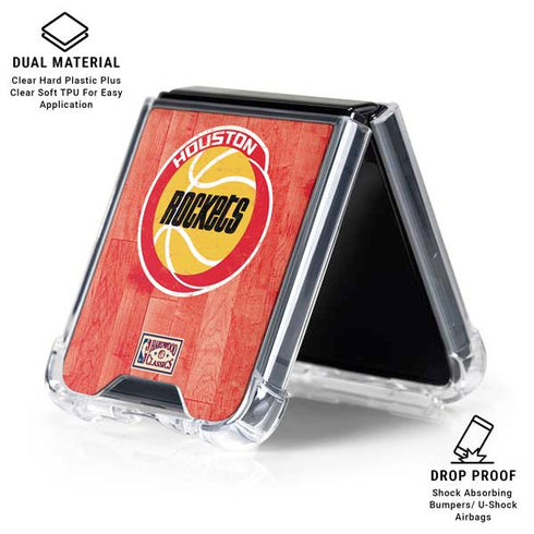 NBA Houston Rockets Hardwood Classics Galaxy Z Flip6 Clear Case