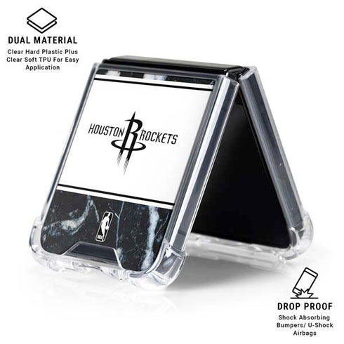 NBA Houston Rockets Marble Galaxy Z Flip6 Clear Case