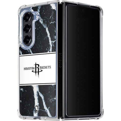 NBA Houston Rockets Marble Galaxy Z Fold5 5G Clear Case