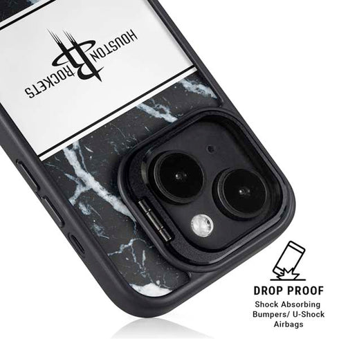 NBA Houston Rockets Marble iPhone 15 Kickstand Case