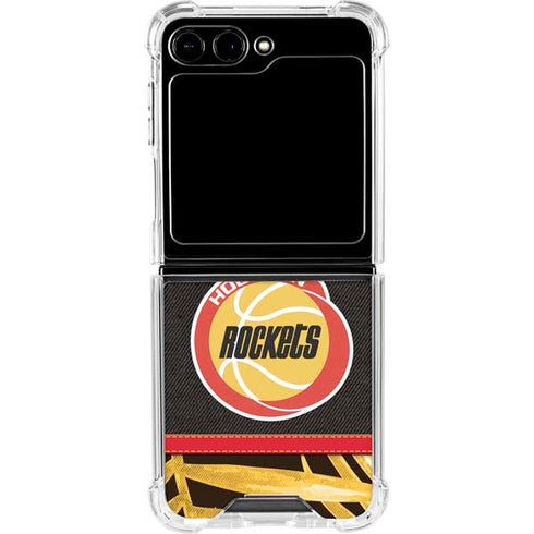 NBA Houston Rockets Retro Palms Galaxy Z Flip6 Clear Case