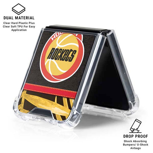 NBA Houston Rockets Retro Palms Galaxy Z Flip6 Clear Case