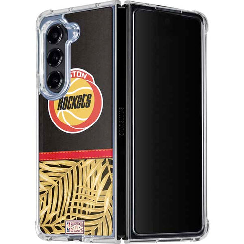 NBA Houston Rockets Retro Palms Galaxy Z Fold5 5G Clear Case
