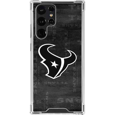 NFL Houston Texans Black & White Galaxy S23 Ultra Clear Case